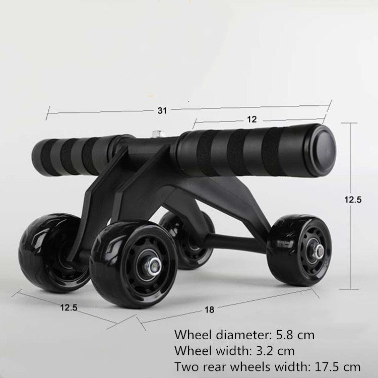 Multifunctional Frog-Style Four-wheel Abdominal Wheel Abdominal Muscle Exercise Fitness Equipment, Black, Green