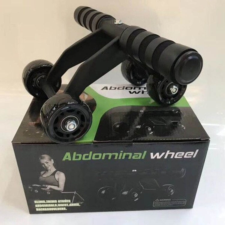 Multifunctional Frog-Style Four-wheel Abdominal Wheel Abdominal Muscle Exercise Fitness Equipment, Black, Green