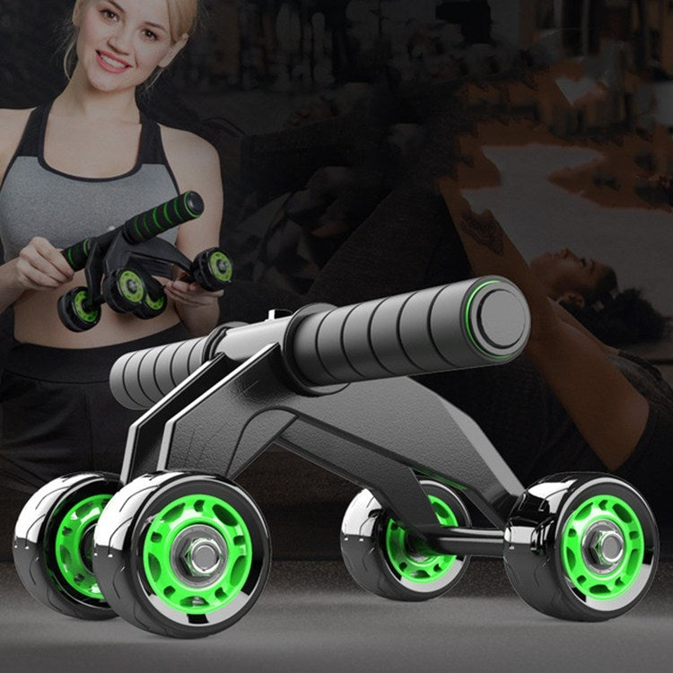 Multifunctional Frog-Style Four-wheel Abdominal Wheel Abdominal Muscle Exercise Fitness Equipment, Black, Green
