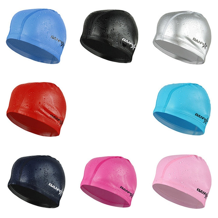 Adult Unisex PU Coated Comfortable Waterproof Swimming Cap, PU Coated (Red), PU Coated (Black), PU Coated (Silver Grey), PU Coated (Royal Blue), PU Coated (Dark Blue), PU Coated (Lack Blue), PU Coated (Rose Red), PU Coated (Pink)