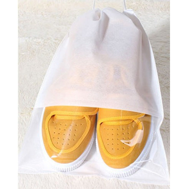 10 PCS Waterproof Shoes Storage Bag Pouch Portable Travel Organizer Drawstring Bag Cover Non-Woven Organizer, 32x44cm, 27x36cm