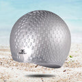 Larger Version Water Drop Shape Silicone Swimming Cap, Larger Version (Pink), Larger Version (Orange), Larger Version (Gray), Larger Version (Black), Larger Version (Blue)