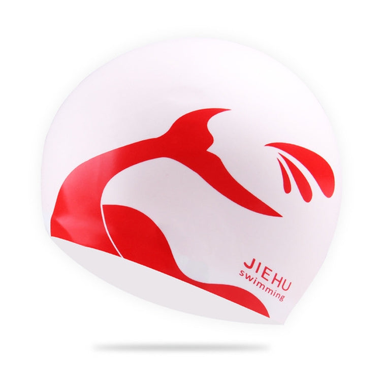 Enlarged Version Dolphin Pattern Silicone Swimming Cap for Male and Female, Enlarged Version (White), Enlarged Version (Pink), Enlarged Version (Silver), Enlarged Version (Black), Enlarged Version (Blue)