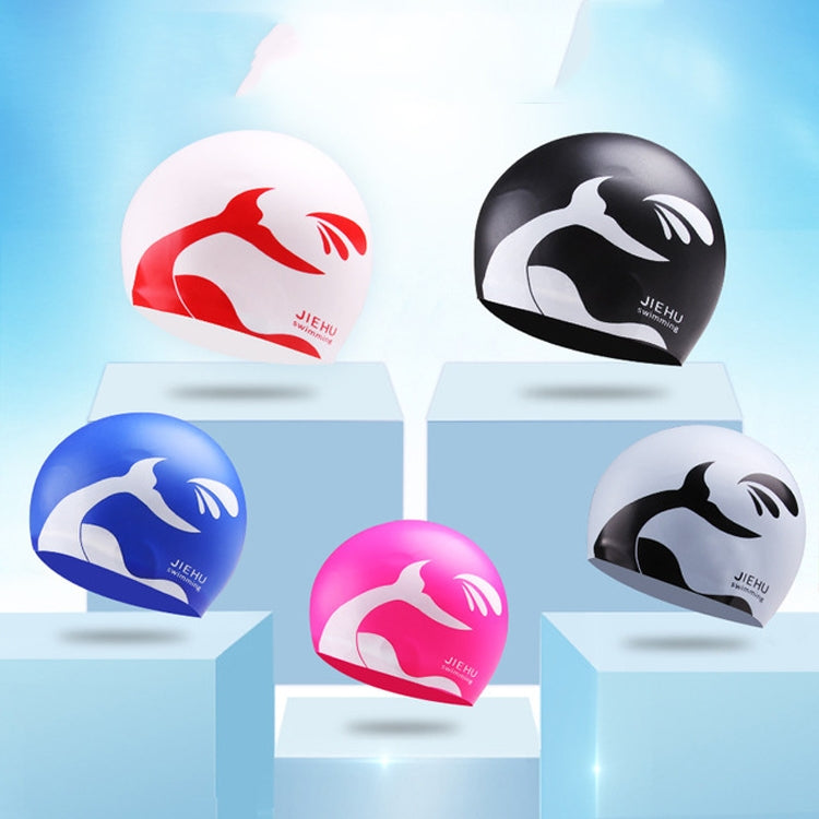 Enlarged Version Dolphin Pattern Silicone Swimming Cap for Male and Female, Enlarged Version (White), Enlarged Version (Pink), Enlarged Version (Silver), Enlarged Version (Black), Enlarged Version (Blue)