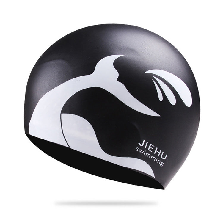 Enlarged Version Dolphin Pattern Silicone Swimming Cap for Male and Female, Enlarged Version (White), Enlarged Version (Silver), Enlarged Version (Black)