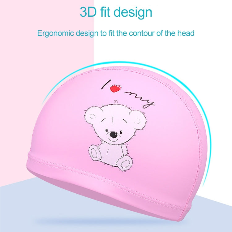 Children Cartoon Hippo Pattern PU Coated Waterproof Swimming Cap, Cartoon Hippo (Lack Blue), Cartoon Hippo (Pink), Cartoon Hippo (Blue), Cartoon Hippo (Orange)