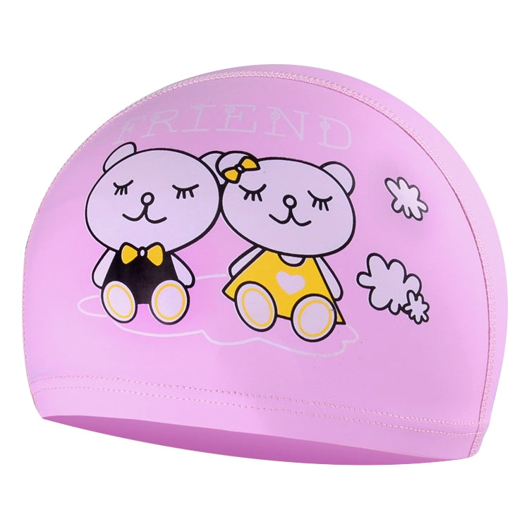 Children Waterproof Hair Care PU Coated Cartoon Pattern Swimming Cap, PU Coated (Blue Bear), PU Coated (Pink Bear), PU Coated (Blue Shark), PU Coated (Pink Shark)