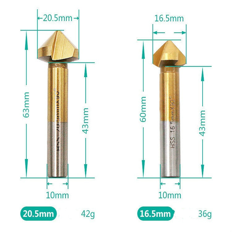 6 In 1 90 Degree Three-edge Chamfering Knife Woodworking Milling Cutter Chamfering Machine Hole Opener, Iron Box, Plastic Bag