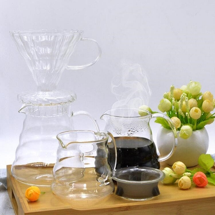 Heat-resistant Hand-made Coffee Glass Pot Cloud Coffee Sharing Pot, 450ml Glass Pot, 600ml Glass Pot, 600ml Integrated Glass Filter Cup