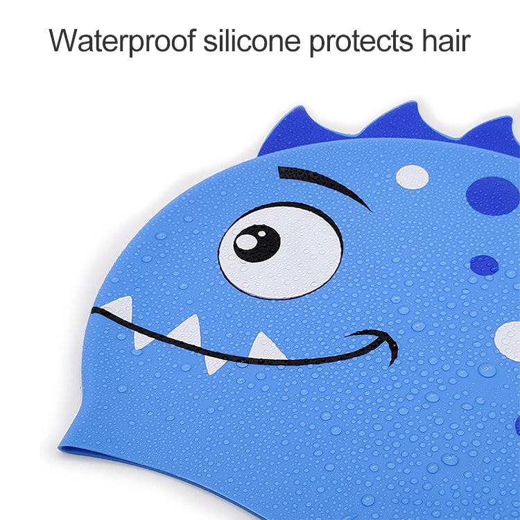 Children Cartoon Dinosaur Comfortable Silicone Swimming Cap, Children Swimming Cap(Blue1), Children Swimming Cap(Blue2), Children Swimming Cap(Green1), Children Swimming Cap(Green2), Children Swimming Cap(Pink)