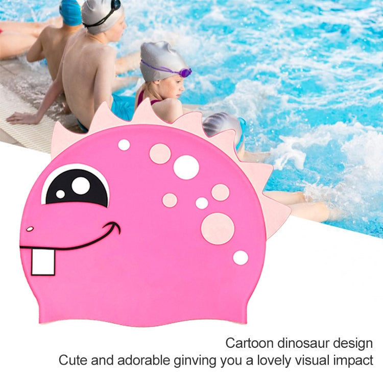 Children Cartoon Dinosaur Comfortable Silicone Swimming Cap, Children Swimming Cap(Blue1), Children Swimming Cap(Blue2), Children Swimming Cap(Green1), Children Swimming Cap(Green2), Children Swimming Cap(Pink)
