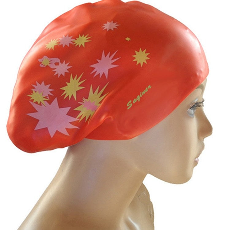 Printed Silicone Swimming Cap Waterproof Swimming Cap for Long Hair, Long Hair Printed Swimming Cap(Pink), Long Hair Swimming Cap, Long Hair Printed Swimming Cap(Purple), Long Hair Printed Swimming Cap(Gray), Long Hair Printed Swimming Cap(Navy Blue)  ...