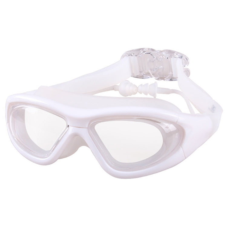 J8150 Eye Protection Flat Light Adult waterproof Anti-fog Big Frame Swimming Goggles with Earplugs, J8150 (Transparent Black), J8150 (Transparent Red Silver), J8150 (Transparent White), J8150 (Smoky Black), J8150 (Transparent Blue)                     ...