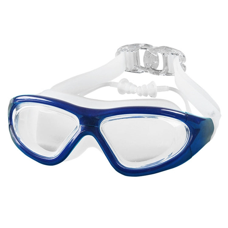J8150 Eye Protection Flat Light Adult waterproof Anti-fog Big Frame Swimming Goggles with Earplugs, J8150 (Transparent Black), J8150 (Transparent Red Silver), J8150 (Transparent White), J8150 (Smoky Black), J8150 (Transparent Blue)                     ...