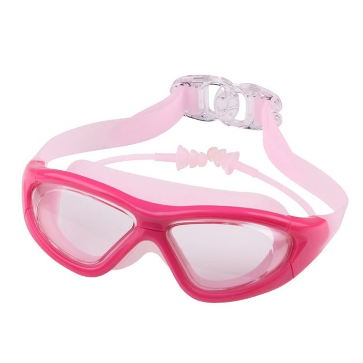 J8150 Eye Protection Flat Light Adult waterproof Anti-fog Big Frame Swimming Goggles with Earplugs, J8150 (Transparent Black), J8150 (Transparent Red Silver), J8150 (Transparent White), J8150 (Smoky Black), J8150 (Transparent Blue)                     ...