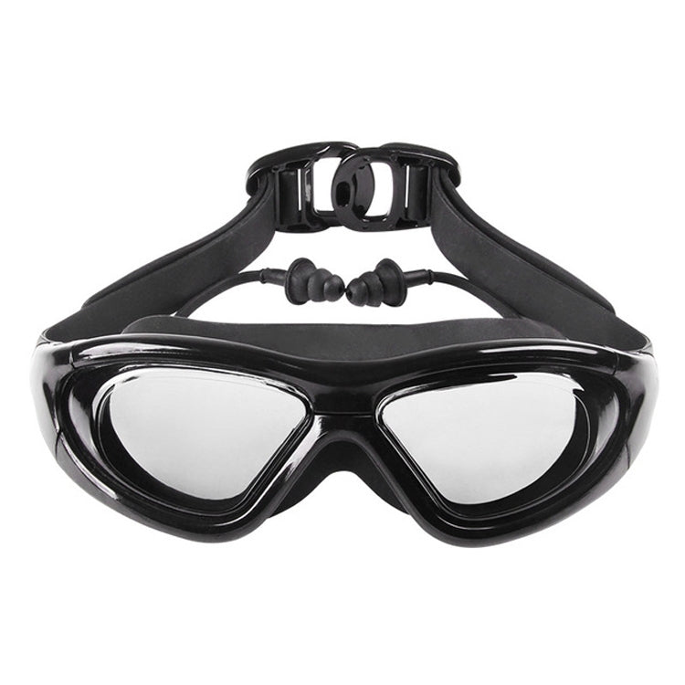 J8150 Eye Protection Flat Light Adult waterproof Anti-fog Big Frame Swimming Goggles with Earplugs, J8150 (Transparent Black), J8150 (Transparent Red Silver), J8150 (Transparent White), J8150 (Smoky Black), J8150 (Transparent Blue)                     ...