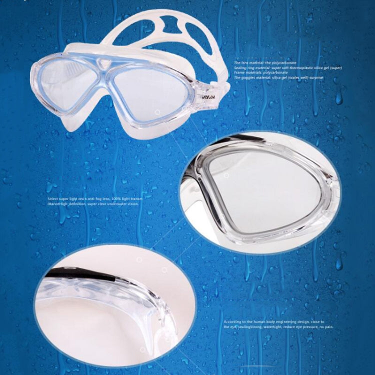JIEJIA J8170 Large Frame Adult Waterproof and Anti-fog Swimming Glasses, J8170(Black Transparent), J8170(Blue Transparent), J8170(Pink Transparent), J8170(Pearl Blue)