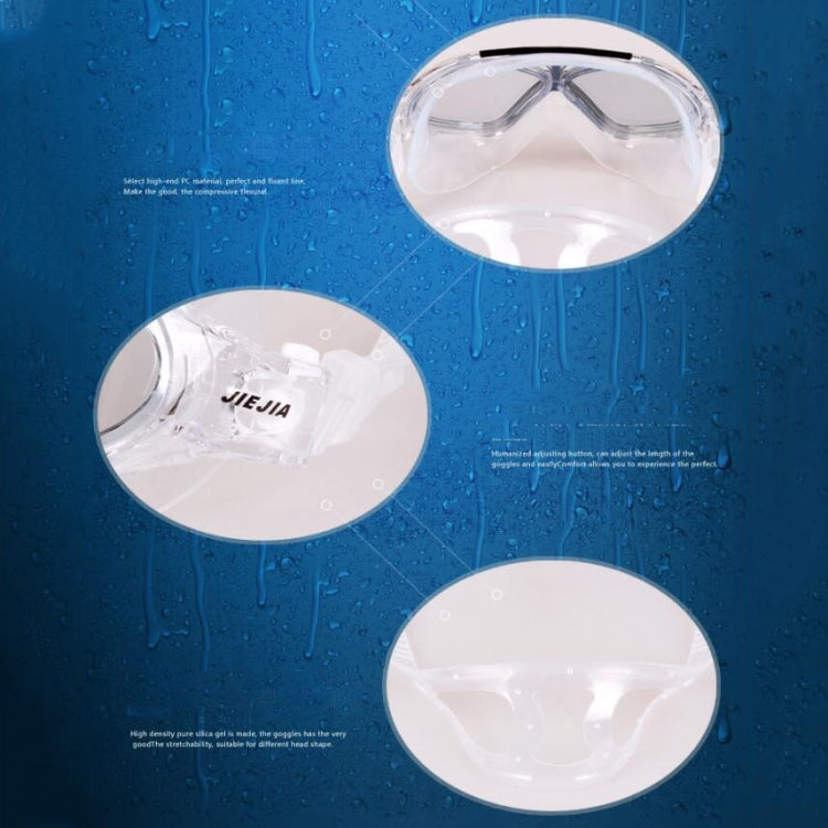 JIEJIA J8170 Large Frame Adult Waterproof and Anti-fog Swimming Glasses, J8170(Black Transparent), J8170(Blue Transparent), J8170(Pink Transparent), J8170(Pearl Blue)