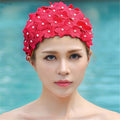 Pearl Three-dimensional Handmade Flower Swimming Cap for Women, Three-dimensional Flower(Yellow), Three-dimensional Flower(Red), Three-dimensional Flower(Purple), Three-dimensional Flower(Black), Three-dimensional Flower(Royal Blue)                    ...