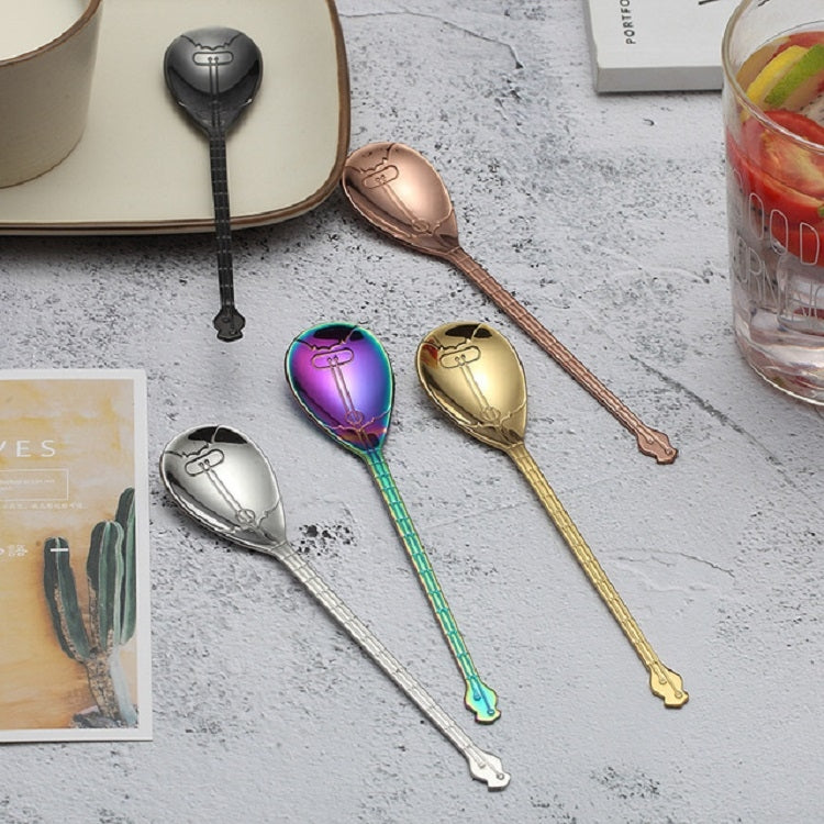 Stainless Steel Coffee Mixing Spoon Creative Musical Instrument Shape Spoon, Guitar Silver, Octagonal Silver, Lute Silver, Yueqin Silver, Guitar Titanium Gold, Octagonal Titanium Gold, Lute Titanium Gold, Yueqin Titanium Gold, Guitar Rose Gold         ...