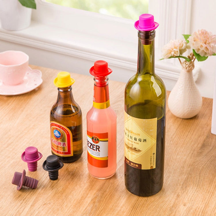 Silica Gel Top Hat Fresh Wine Corks Cruet Red Wine Stopper, 2 PCS Hat Shape(Brown), 2 PCS Hat Shape(Black), 2 PCS Hat Shape(Red Wine), 2 PCS Hat Shape(Yellow), 2 PCS Hat Shape(Rose Red), 2 PCS Hat Shape(Red)