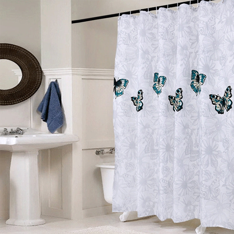 Butterfly Waterproof Polyester Shower Washable Bathroom Curtains, 80x180cm, 120x180cm