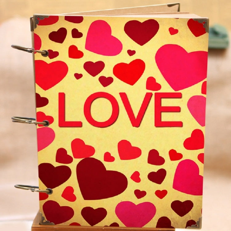 10 inch Paste-style Vintage Loose-leaf Iron Hoop Photo Album, 30 Kraft Card Pages, 30 Black Card Pages, 15 Kraft Card +15 Black Card Pages