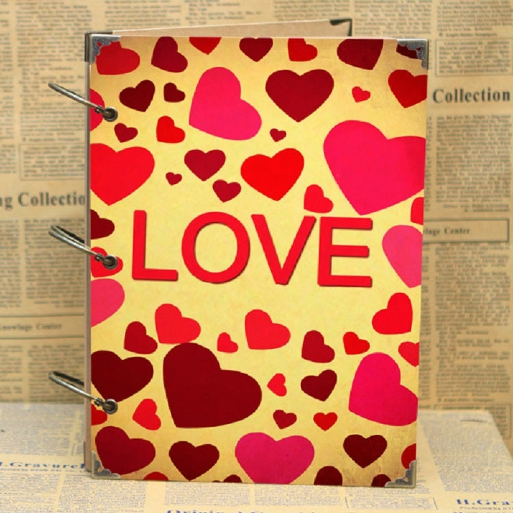10 inch Paste-style Vintage Loose-leaf Iron Hoop Photo Album, 30 Kraft Card Pages, 30 Black Card Pages, 15 Kraft Card +15 Black Card Pages