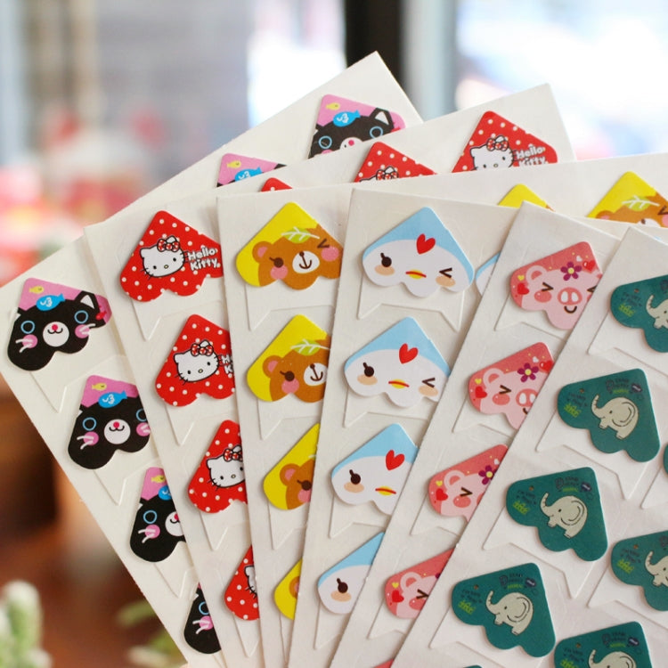2 PCS Cartoon Album Corner Sticker Photo Fixed Decoration, Little Black Cat, Little Brown Bear, Little Cock, Little Pink Pig, Little Gray Elephant