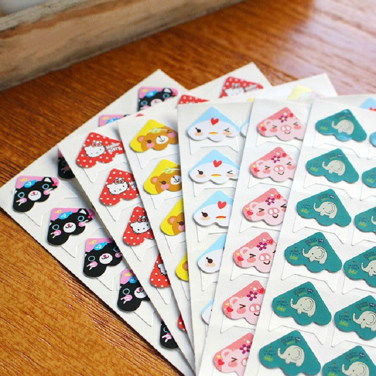 2 PCS Cartoon Album Corner Sticker Photo Fixed Decoration, Little Black Cat, Little Brown Bear, Little Cock, Little Pink Pig, Little Gray Elephant
