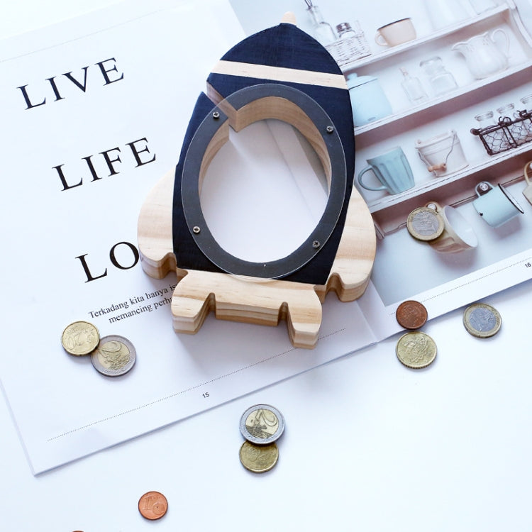 Nordic Wood Rocket Money Box Toys Living Room Decoration Piggy Bank