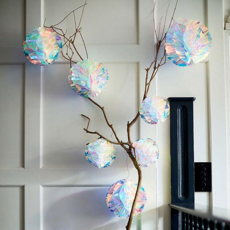 2 PCS Neon Film Honeycomb Ball Ornaments Wedding Birthday Party Decoration Supplies, 10cm, 15cm, 20cm, 25cm, 30cm