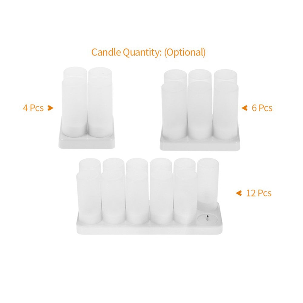 12Pcs/Set Color Changing LED Flickering Flameless Tealight Candle Lights with Charging Base for Christmas Party Festivals