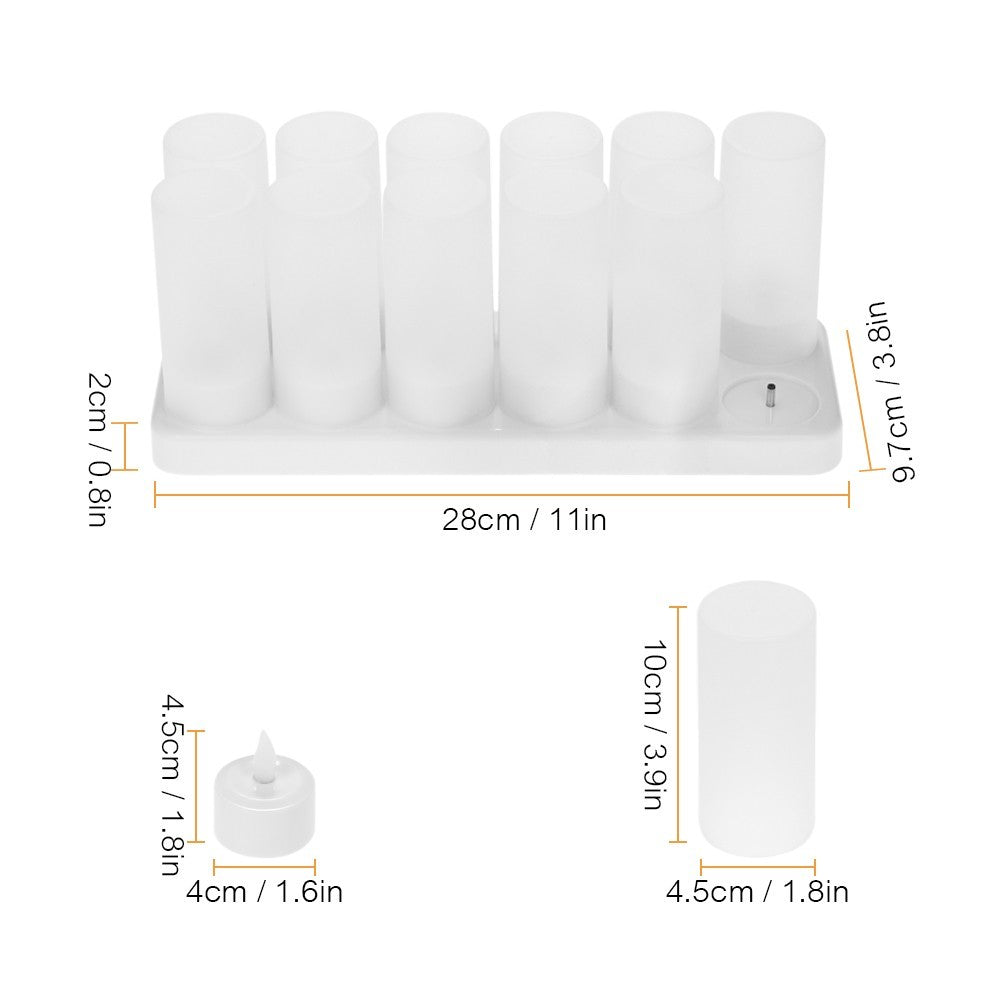 12Pcs/Set Color Changing LED Flickering Flameless Tealight Candle Lights with Charging Base for Christmas Party Festivals