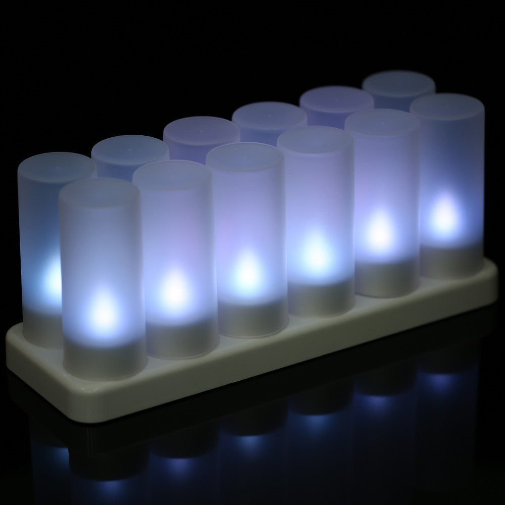 12Pcs/Set Color Changing LED Flickering Flameless Tealight Candle Lights with Charging Base for Christmas Party Festivals