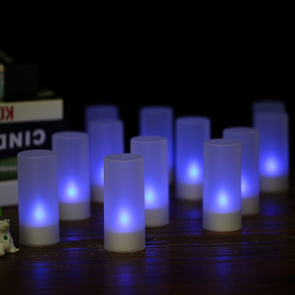 12Pcs/Set Color Changing LED Flickering Flameless Tealight Candle Lights with Charging Base for Christmas Party Festivals