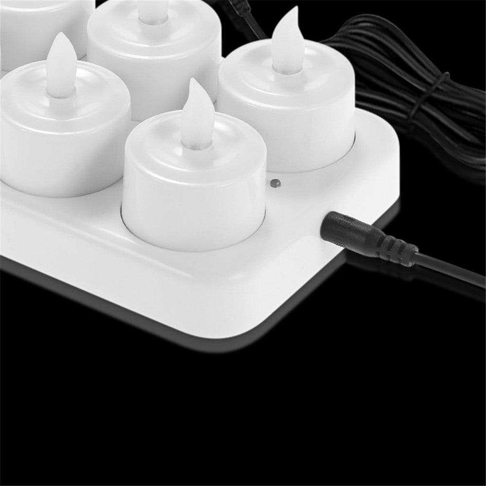12Pcs/Set Color Changing LED Flickering Flameless Tealight Candle Lights with Charging Base for Christmas Party Festivals