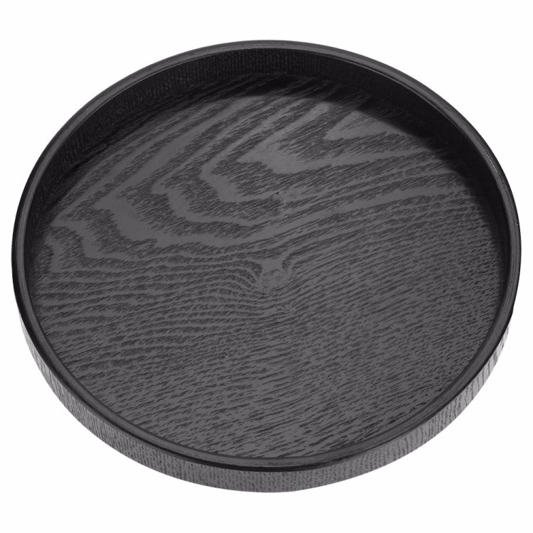 Creative Round Solid Wood Tea Tray Hotel Wooden Tay Storage Tray, Diameter: 30cm, Black, Diameter: 30cm