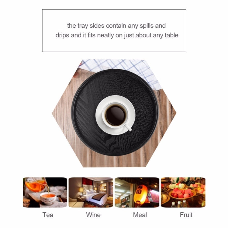 Creative Round Solid Wood Tea Tray Hotel Wooden Tay Storage Tray, Diameter: 33cm, Black, Diameter: 33cm