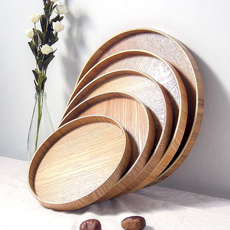 Creative Round Solid Wood Tea Tray Hotel Wooden Tay Storage Tray, Diameter: 24 cm, Wood Color, Diameter: 24cm