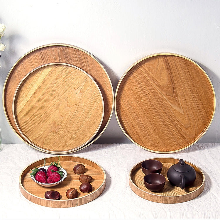 Creative Round Solid Wood Tea Tray Hotel Wooden Tay Storage Tray, Diameter: 24 cm, Wood Color, Diameter: 24cm