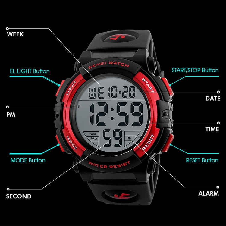 SKMEI 1258 Multifunctional Outdoor Sports Noctilucent Waterproof Wrist Watch, Size: S