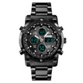 SKMEI 1389 Multifunctional Men Business Digital Watch 30m Waterproof Large Dial Wrist Watch with Stainless Steel Watchband , 1389 Black, 1389 Blue, 1389 Silver, 1389 Silver+Black