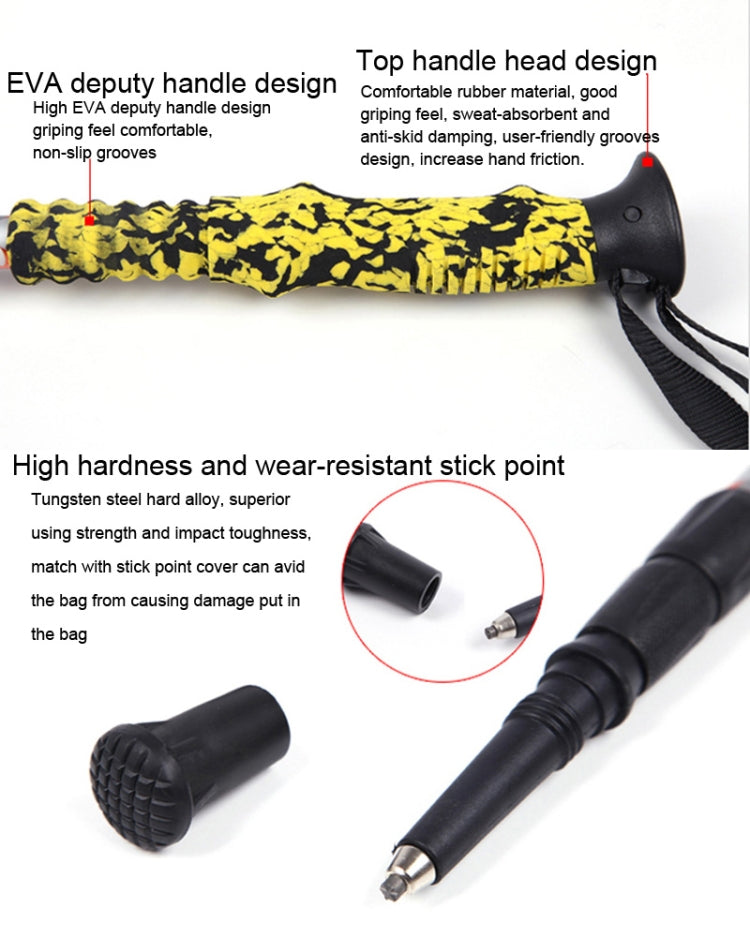 135cm Adjustable Portable Height Outdoor Aluminum Trekking Poles, Orange#135cm, Red#135cm, Green#135cm, Blue#135cm