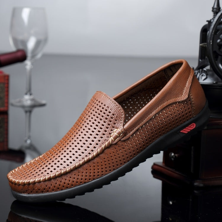 Round Head Hollow Breathable and Comfortable Casual Leather Shoes, 38, 39, 40, 41, 42, 43, 44, 45, 46, 47