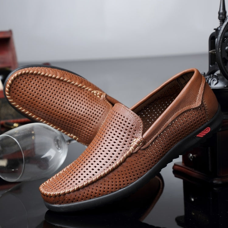 Round Head Hollow Breathable and Comfortable Casual Leather Shoes, 38, 39, 40, 41, 42, 43, 44, 45, 46, 47