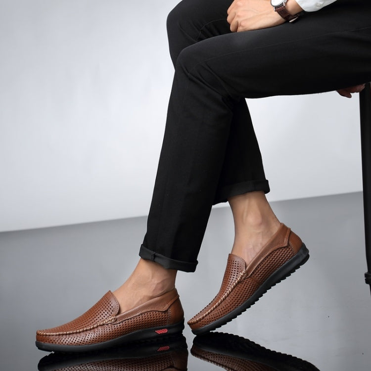 Round Head Hollow Breathable and Comfortable Casual Leather Shoes, 38, 39, 40, 41, 42, 43, 44, 45, 46, 47