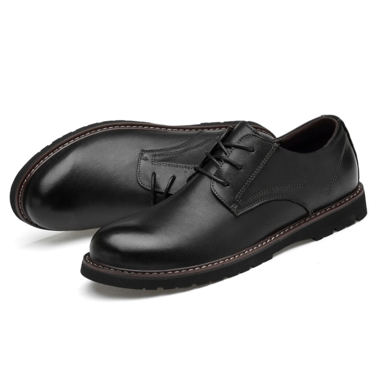 Round Head Solid Color First Layer Cowhide Casual Shoes for Men, 36, 37, 38, 39, 40, 41, 42, 43, 44, 45, 46, 47, 48
