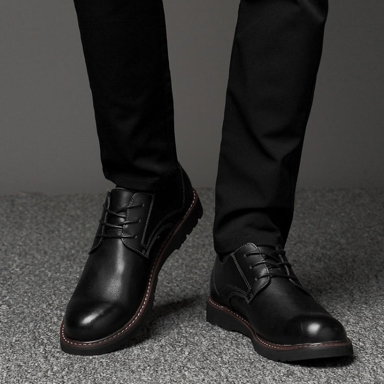 Round Head Solid Color First Layer Cowhide Casual Shoes for Men, 36, 37, 38, 39, 40, 41, 42, 43, 44, 45, 46, 47, 48