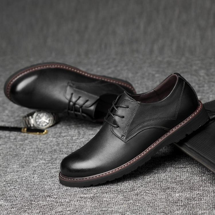 Round Head Solid Color First Layer Cowhide Casual Shoes for Men, 36, 37, 38, 39, 40, 41, 42, 43, 44, 45, 46, 47, 48